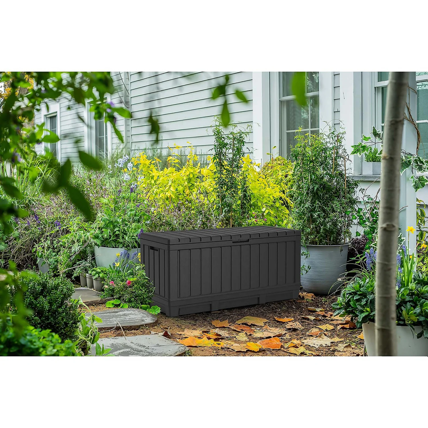 Keter Kentwood Outdoor Garden Storage Box 350L - Graphite - Image 4