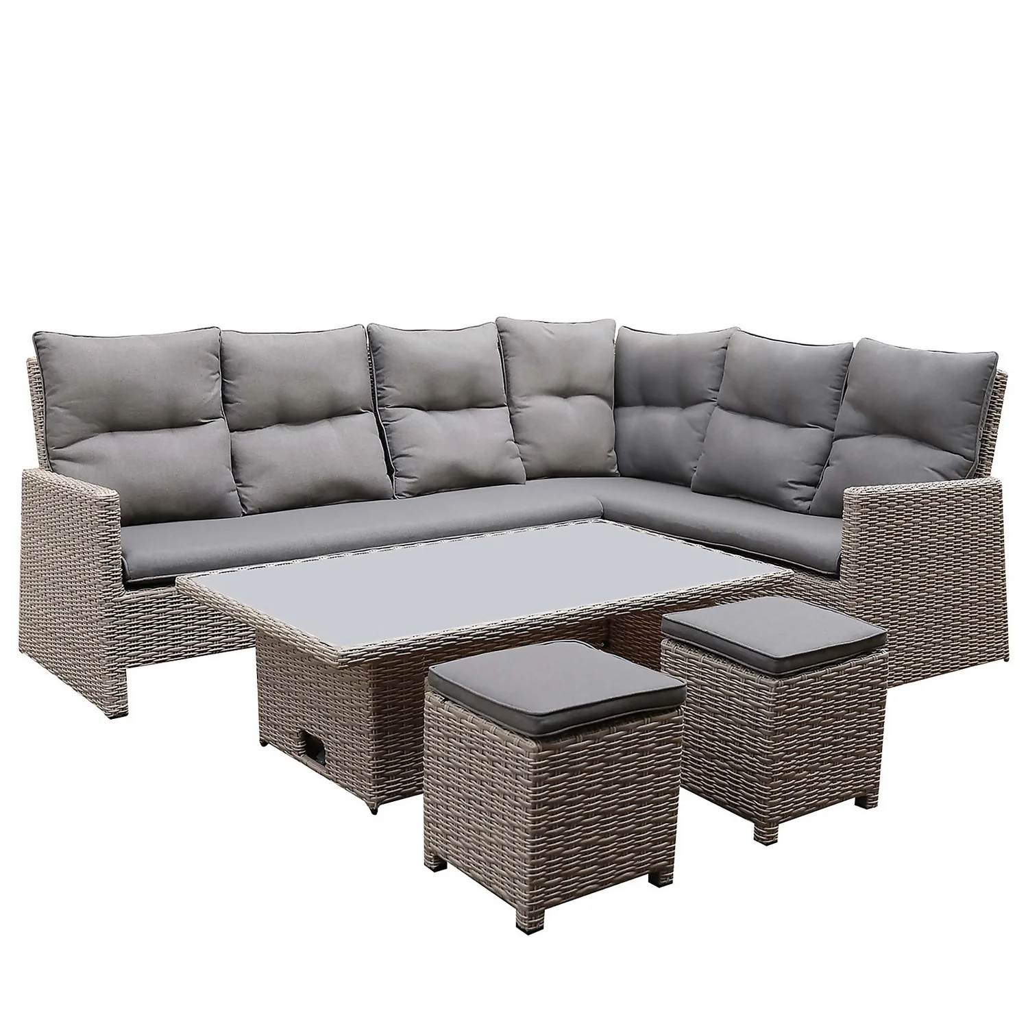 Mortimer Grey Rattan Garden Corner Sofa Set - Image 4