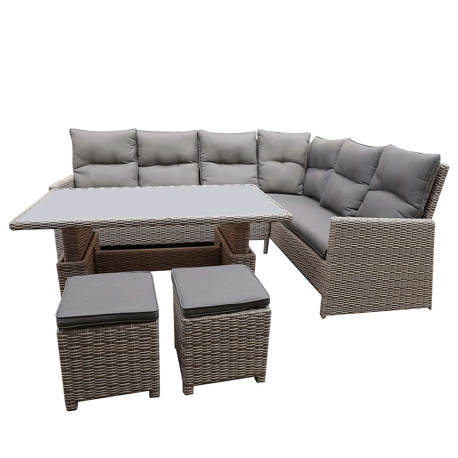 Mortimer Grey Rattan Garden Corner Sofa Set - Image 3