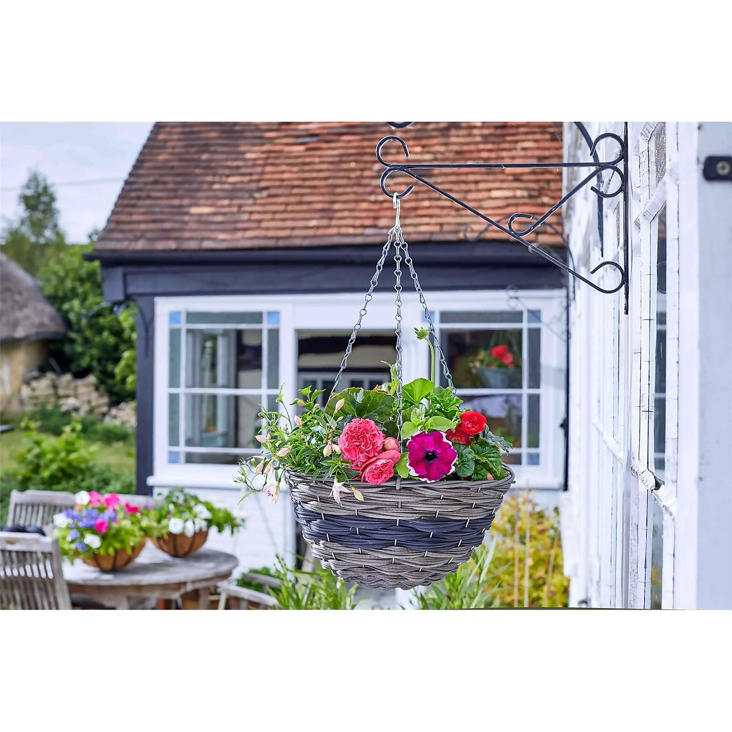 Firenze Faux Rattan Hanging Basket - 14 Inch