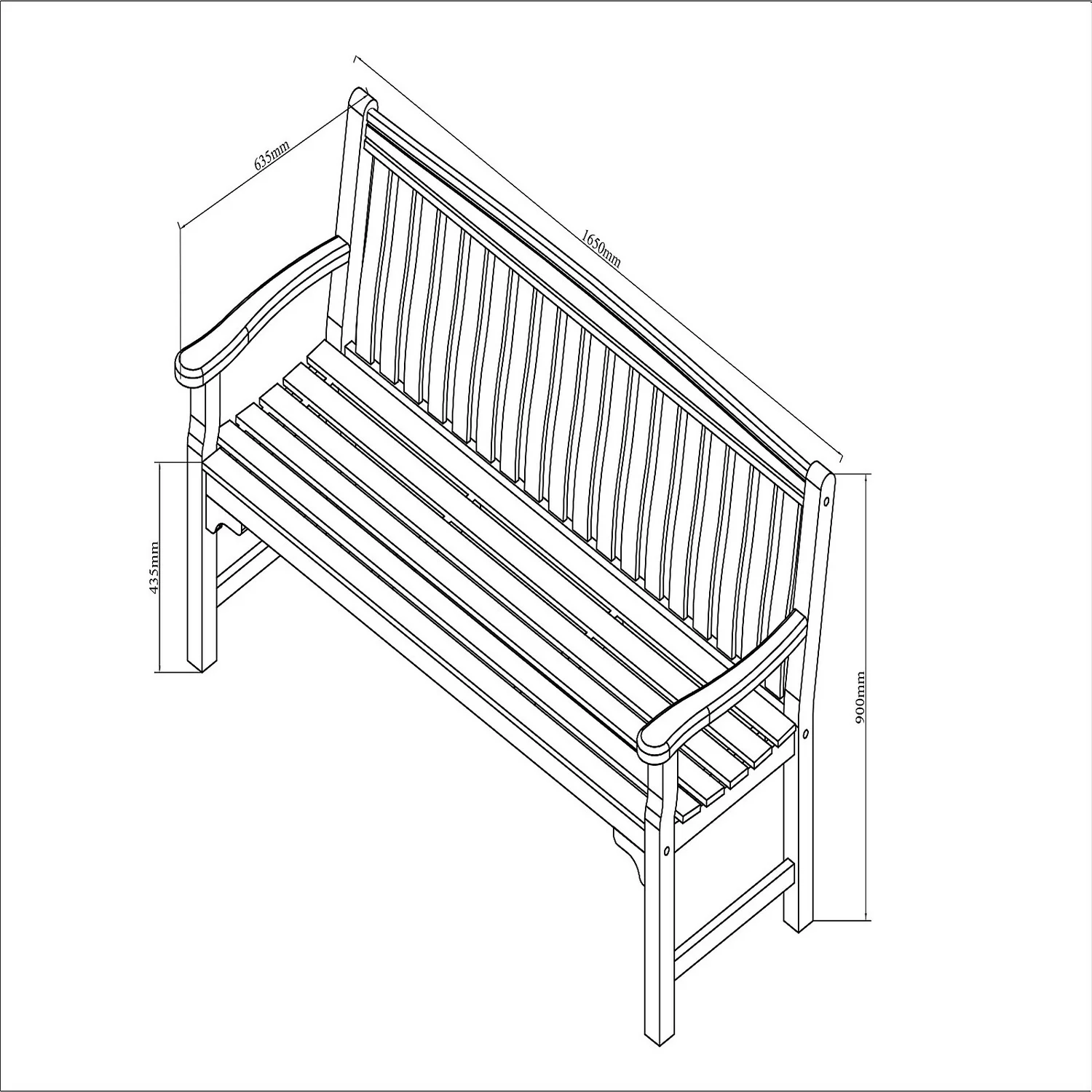 None Hungate 3 Seater Garden Bench - Image 2