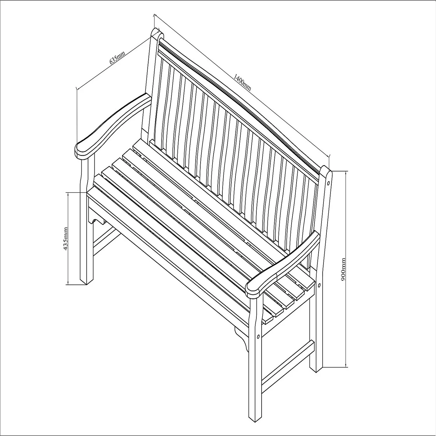 None Hungate 2 Seater Garden Bench - Image 2