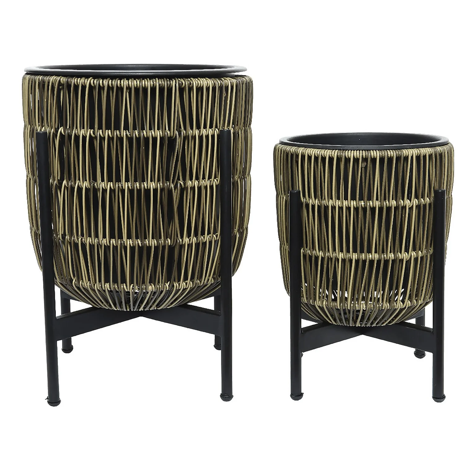 Kate Round Rattan Planter With Legs - Medium - Image 3