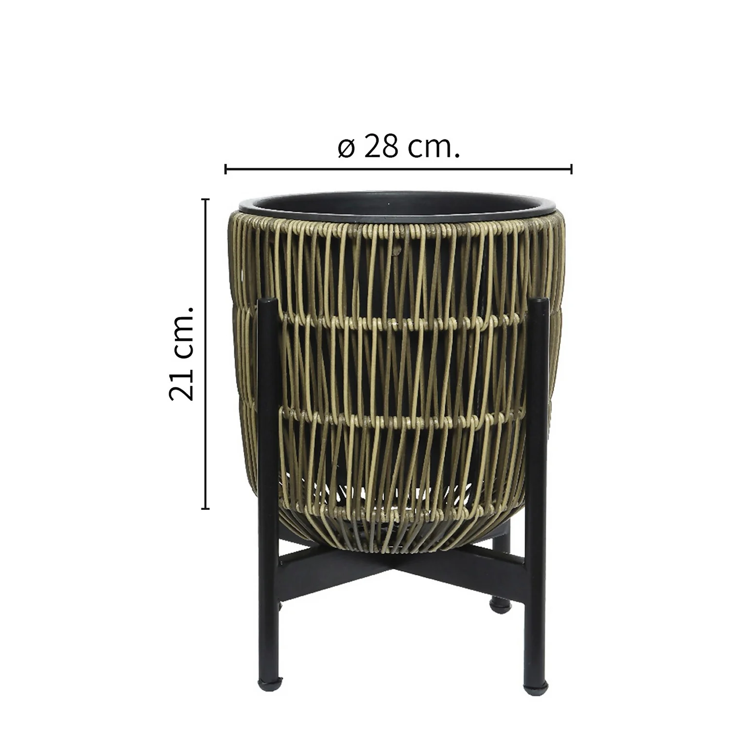 Kate Round Rattan Planter With Legs - Medium - Image 4