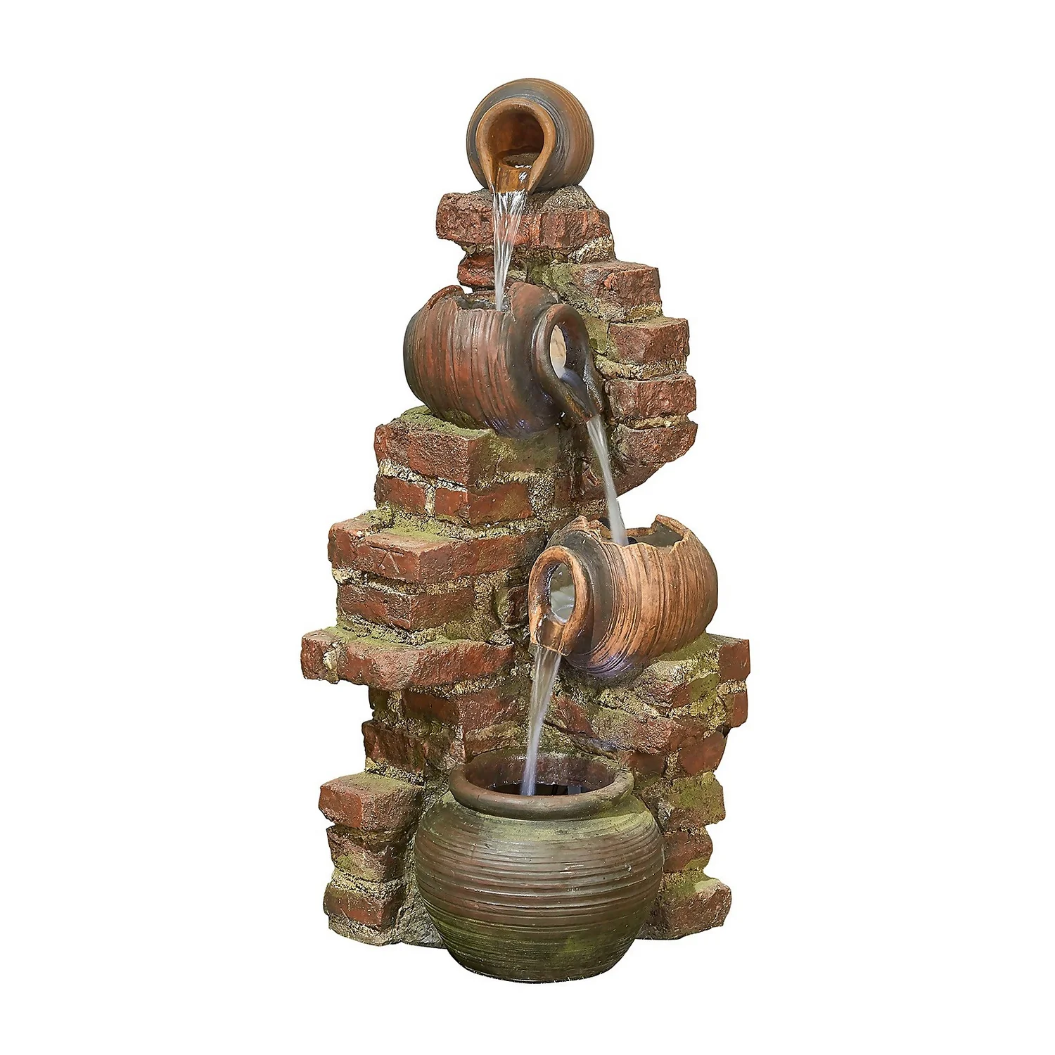 Stylish Fountain Flowing Jugs Water Feature With LEDs