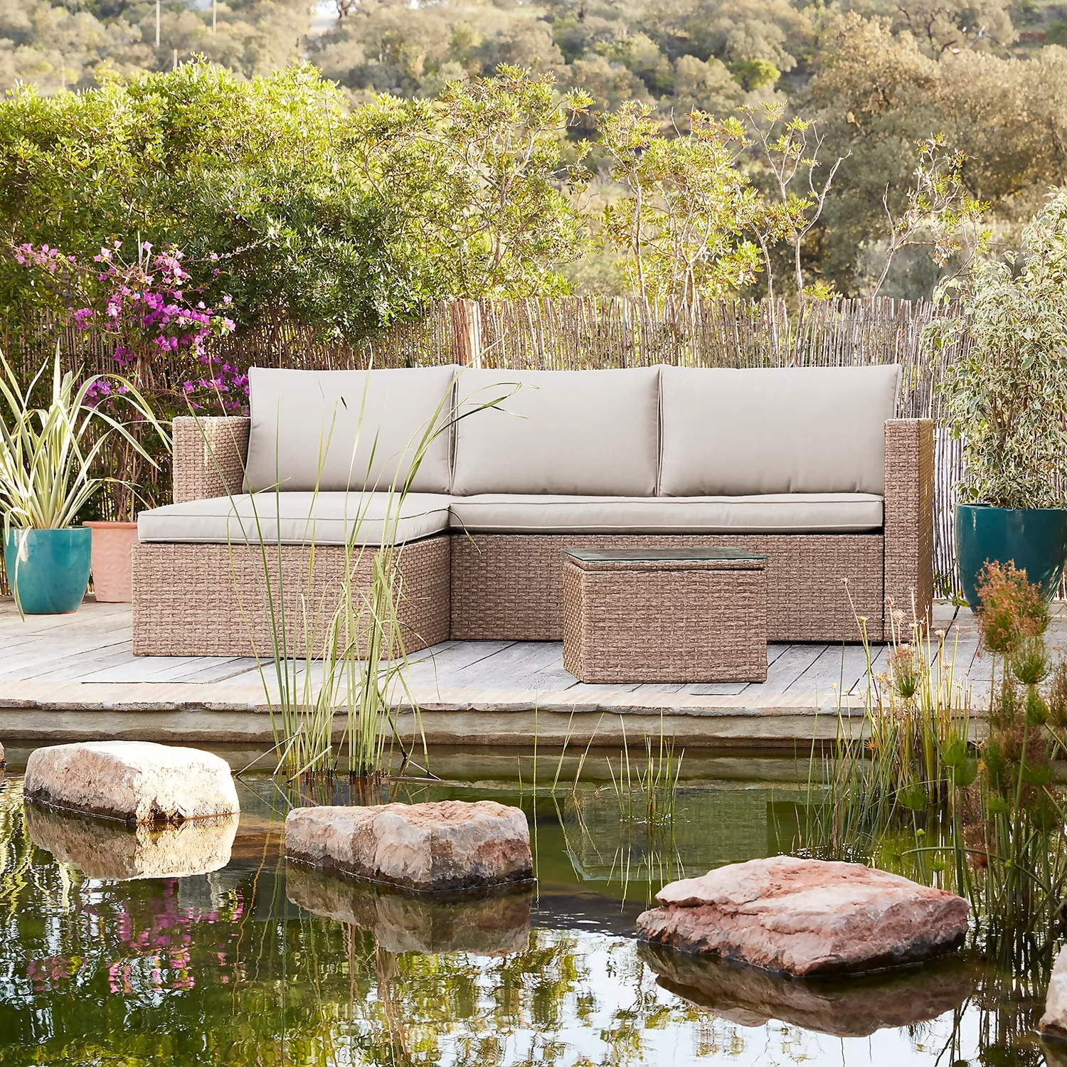 Alexandria Rattan Effect Garden Corner Sofa Set - Image 3