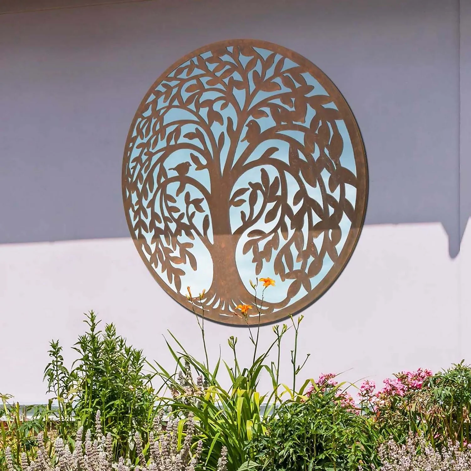 MirrorOutlet Swirl Tree Round Garden Mirror - 100cm - Image 3