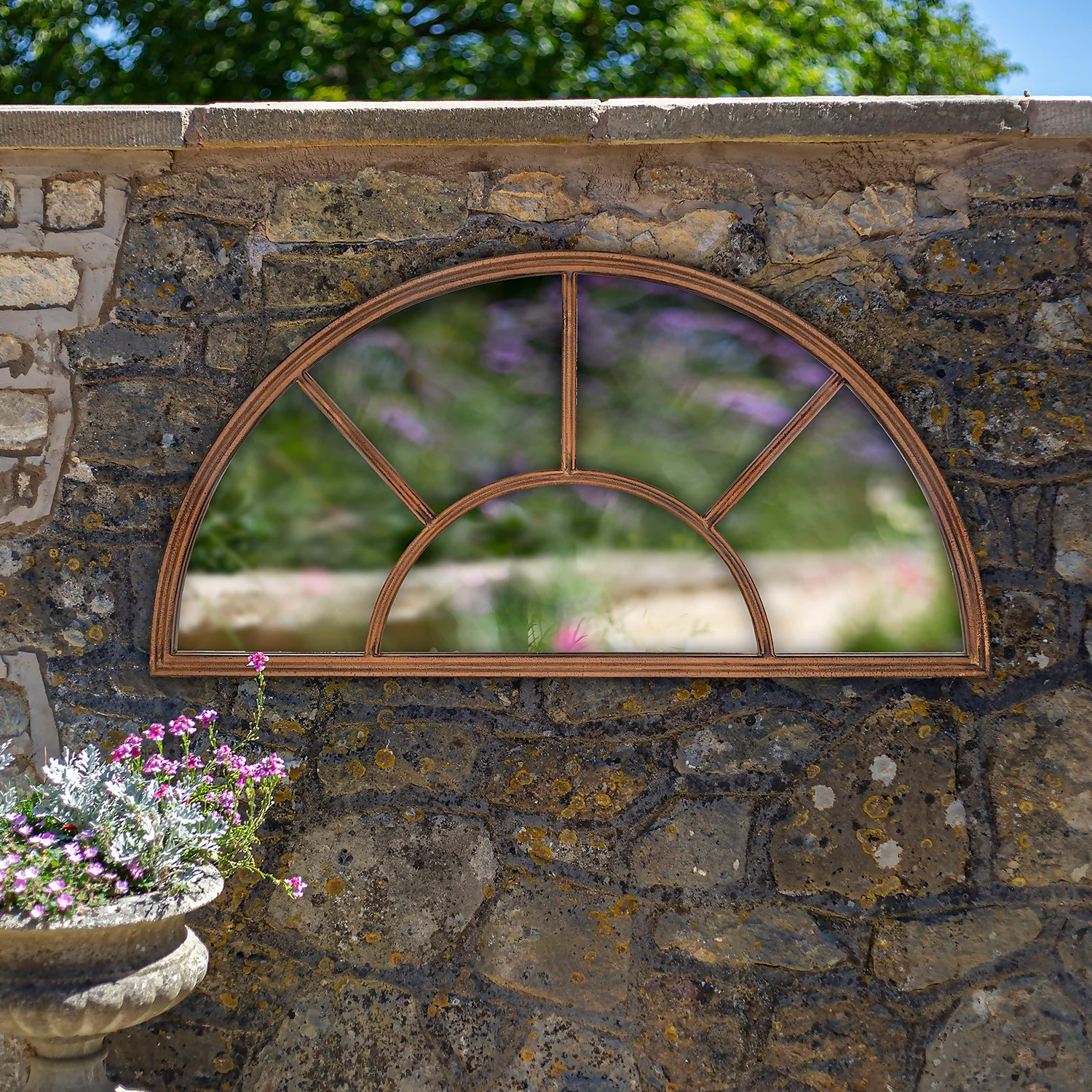 Half Moon Aged Arch Garden Mirror - Image 3