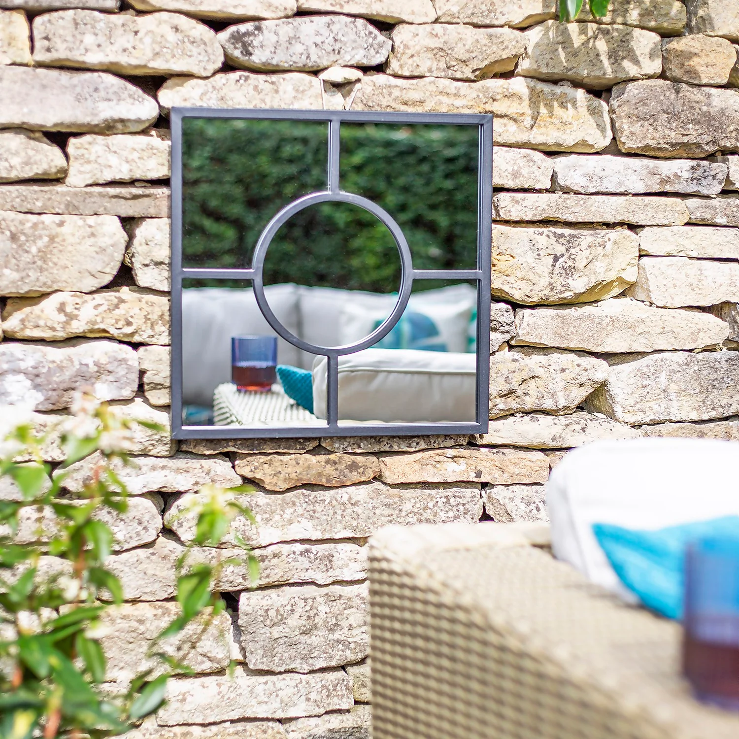 Black Square Garden Mirror - Image 2