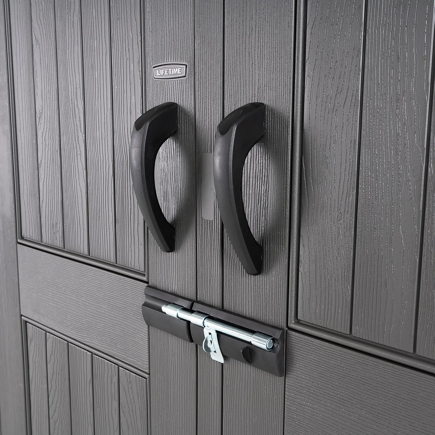 Lifetime 7x7ft Outdoor Storage Shed - Rough-Cut Grey - Image 10