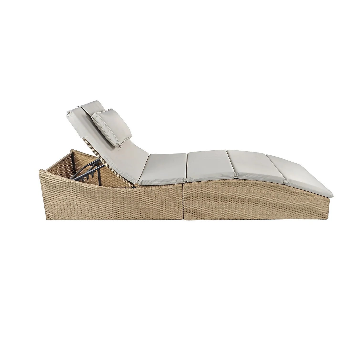 Natural Folding Rattan Sun Lounger - Image 4