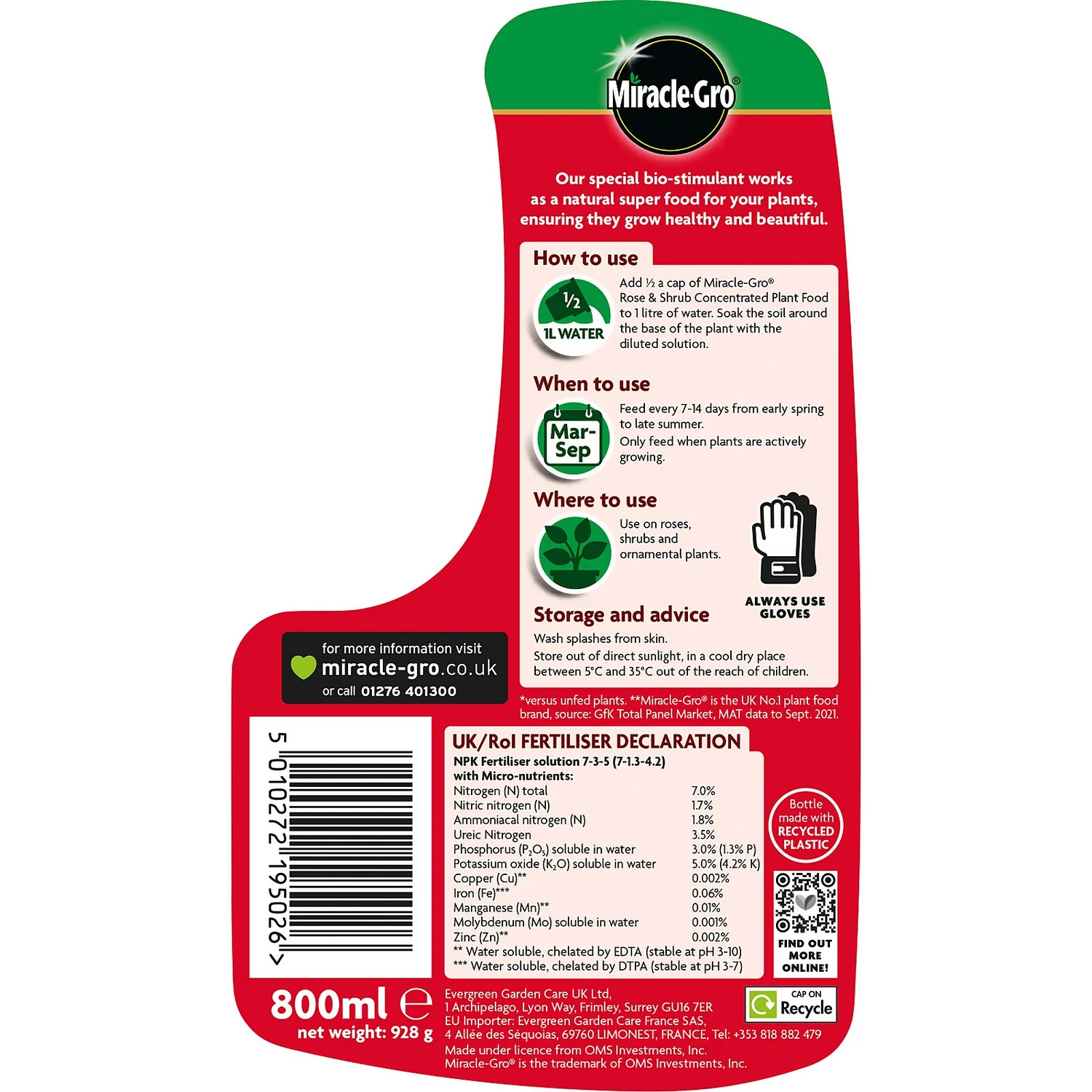 Miracle-Gro Rose & Shrub Concentrated Liquid Plant Food 800ml - Image 4