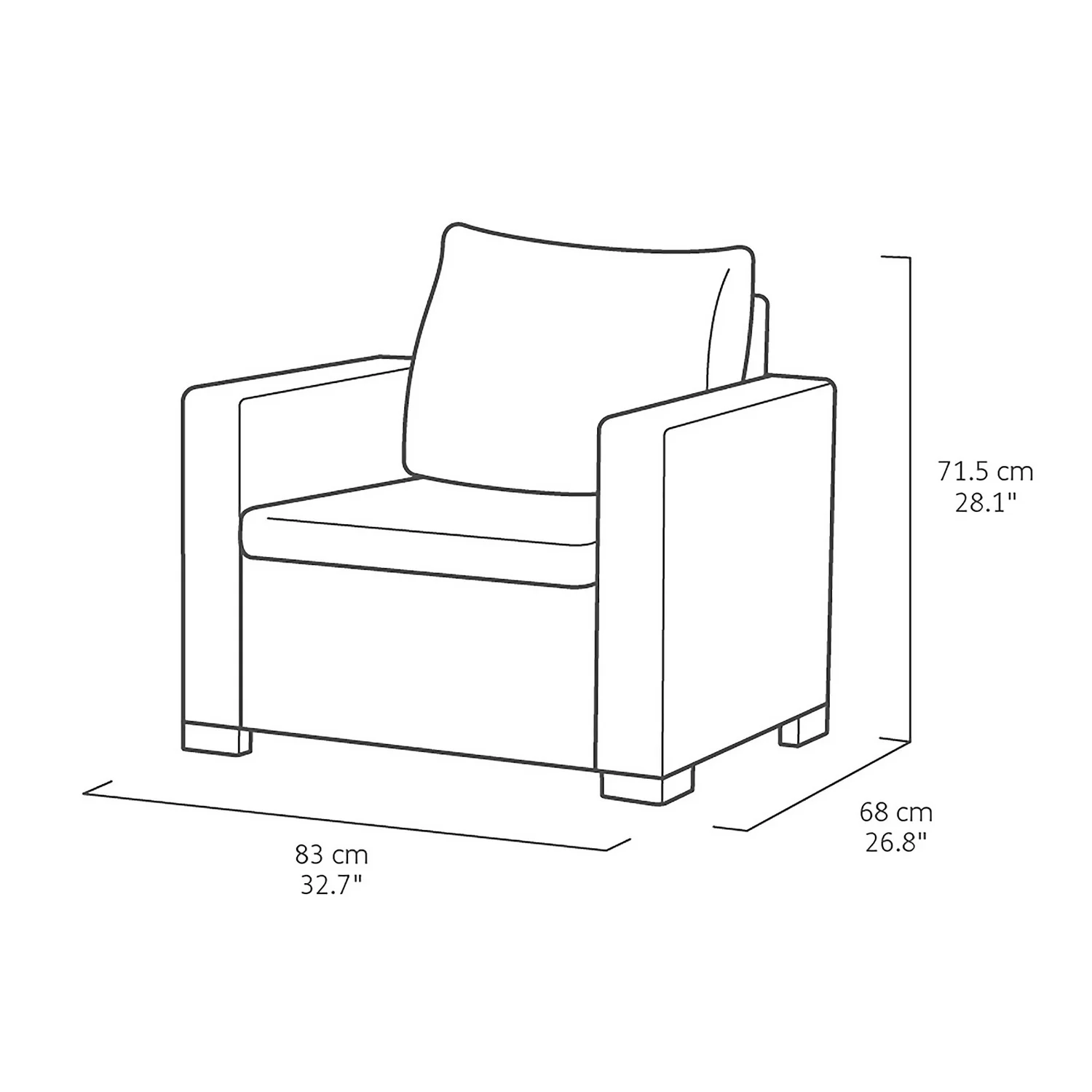Keter California 4 Seater Outdoor Garden Furniture Lounge Set - Graphite With Grey Cushions - Image 9