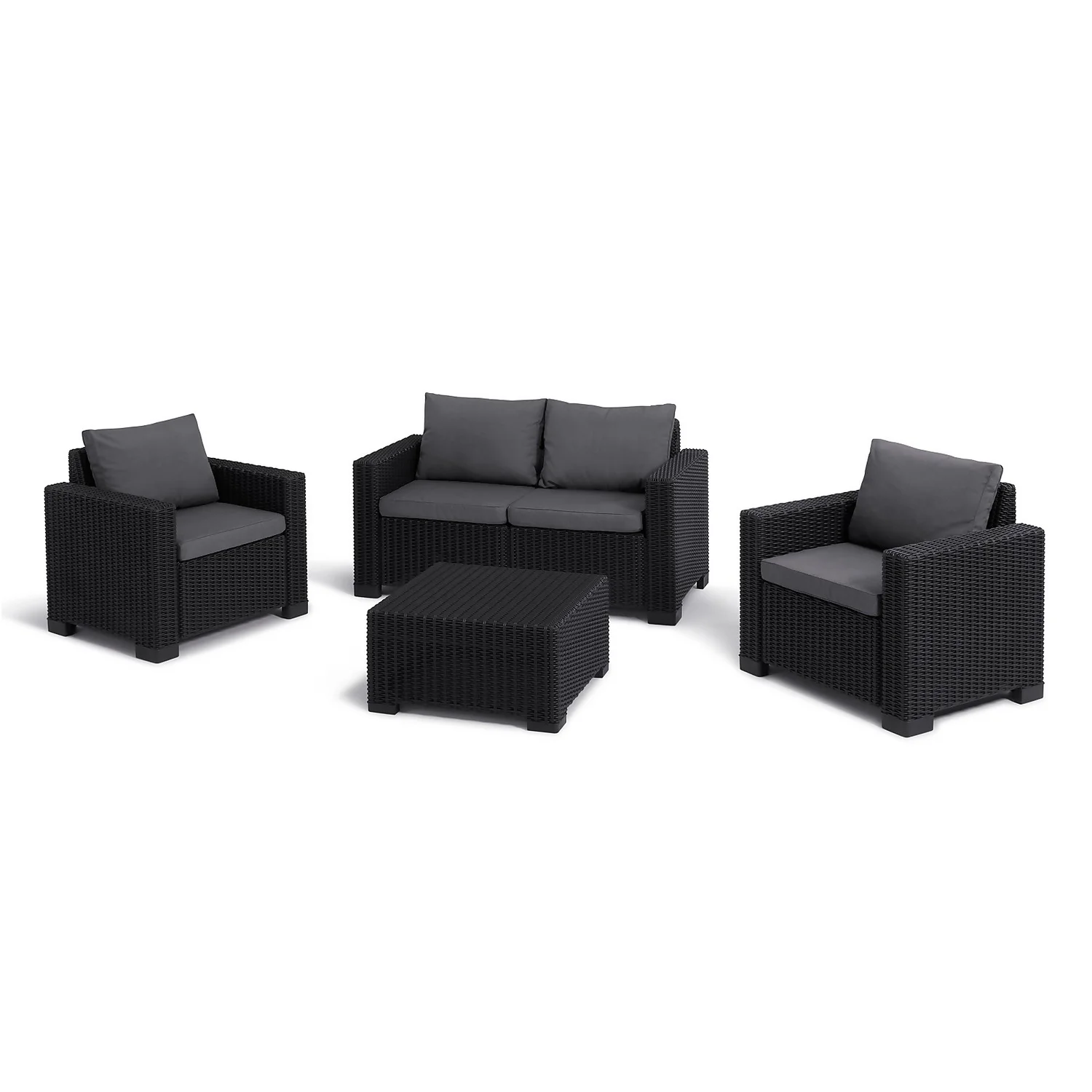Keter California 4 Seater Outdoor Garden Furniture Lounge Set - Graphite With Grey Cushions