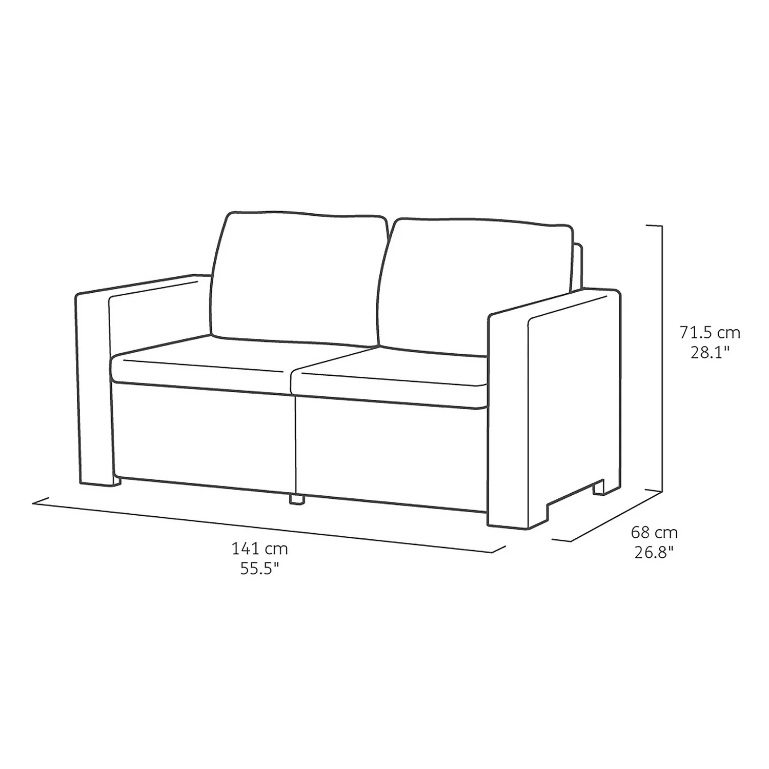 Keter California 5 Seater Outdoor Garden Furniture Lounge Set - Graphite With Grey Cushions - Image 7